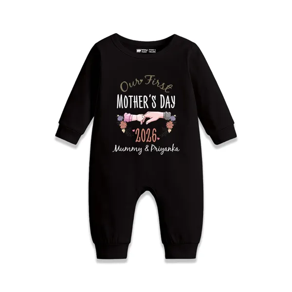 Black_Cotton_Our_First_Mother'S_Day_2026_Romper_For_Baby