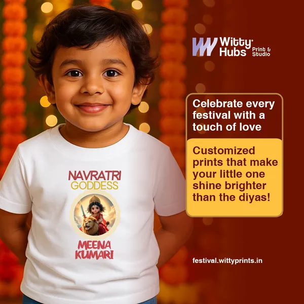 Navratri_Goddess_Customized_White_Cotton_T-Shirt_For_Kids