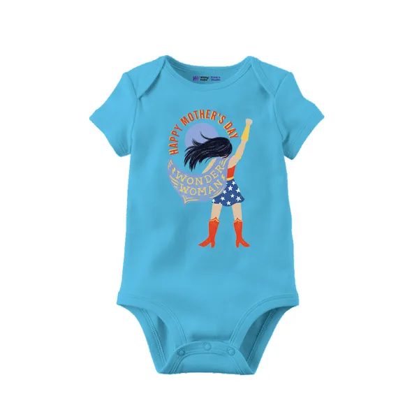 Blue_Happy_Mother'S_Day_Wonder_Woman_Print_Romper_For_Baby