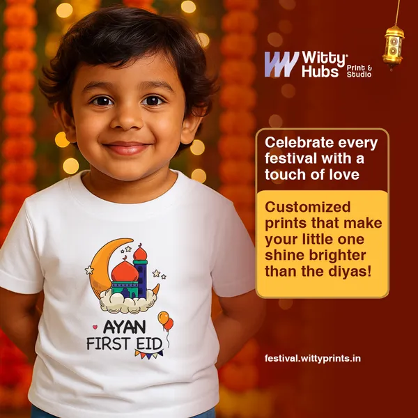 Customized_First_Eid_Print_White_Cotton_T-Shirt_For_Kids
