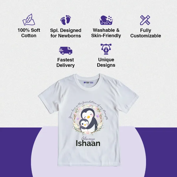 White_Cotton_Penguin_Print_T-Shirt_For_Kids