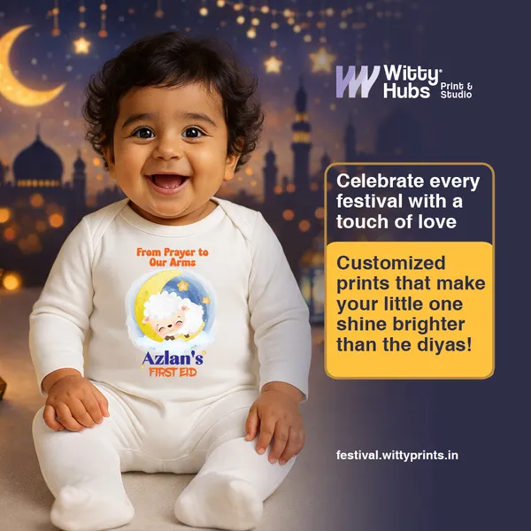White_Cotton_Azlan'S_First_Eid_Baby_Romper