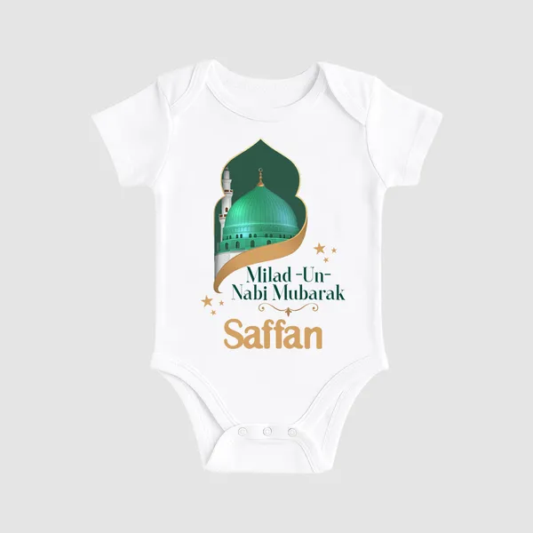 White_Cotton_Milad-Un-Nabi_Printed_Bodysuit_For_Baby