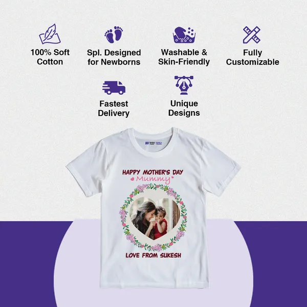 White_Personalized_Mother'S_Day_Photo_Print_T-Shirt_For_Kids