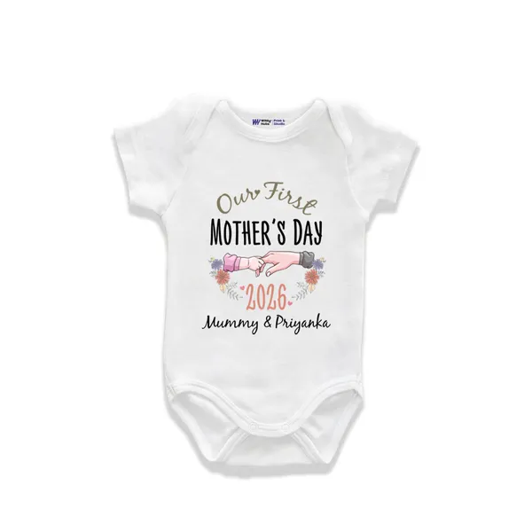 Our_First_Mother'S_Day_2026_Customized_White_Baby_Romper