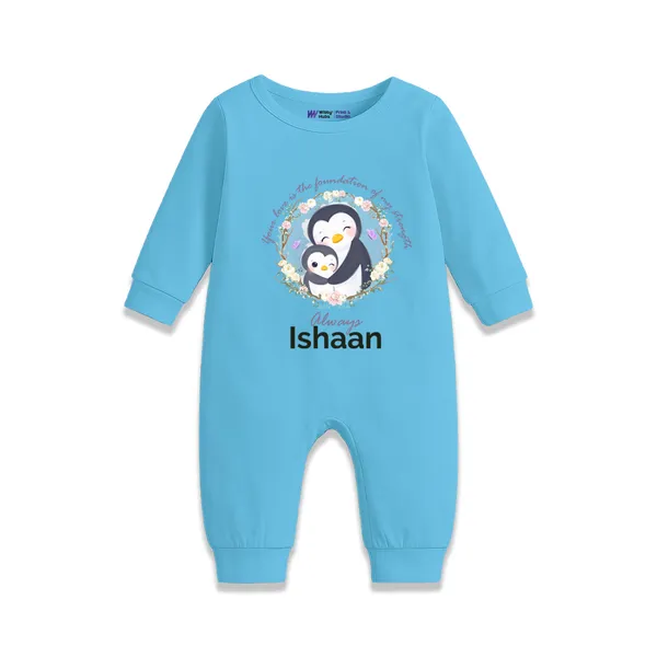 Blue_Penguin_Print_Personalized_Romper_For_Baby