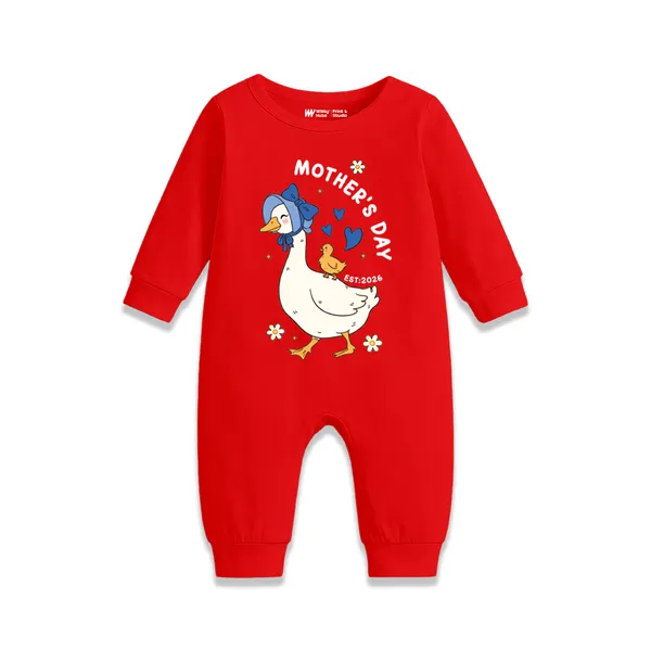 Red_Cotton_Mother'S_Day_Printed_Romper_For_Newborn_Baby