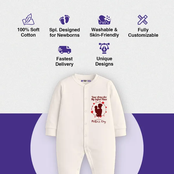 White_Cotton_Mother'S_Day_Commemorative_Full_Sleeve_Romper_For_Baby