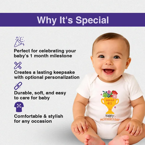 Mama_#1_Happy_Mother'S_Day_White_Cotton_Romper_For_Baby