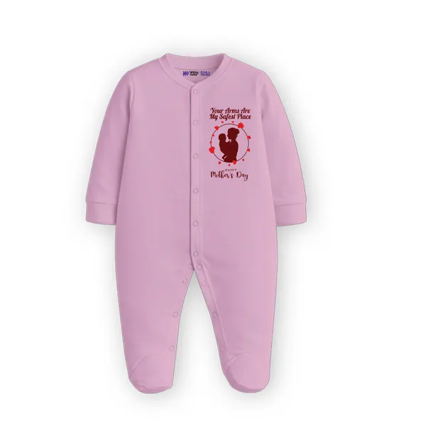 Pink_Cotton_Your_Arms_Are_My_Safest_Place_Mother'S_Day_Romper_For_Newborns
