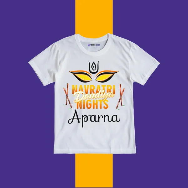 White_Cotton_Navratri_Nights_Print_T-Shirt_For_Kids