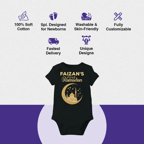 Customized_Black_Cotton_First_Ramadan_Baby_Bodysuit