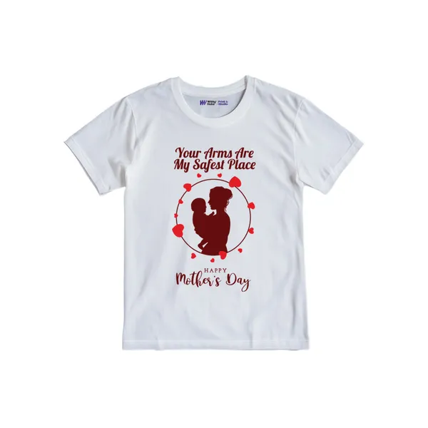 White_Cotton_Mother'S_Day_Graphic_Print_T-Shirt_For_Kids