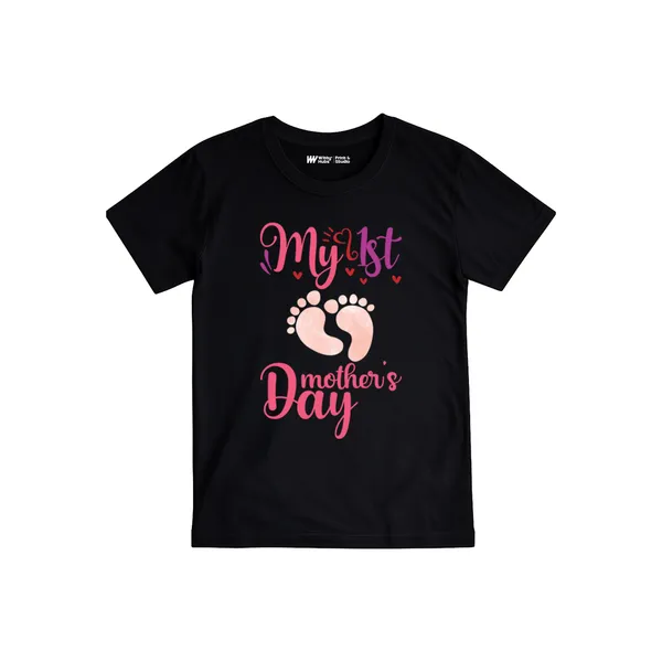Black_Cotton_My_1St_Mother'S_Day_T-Shirt_For_Baby