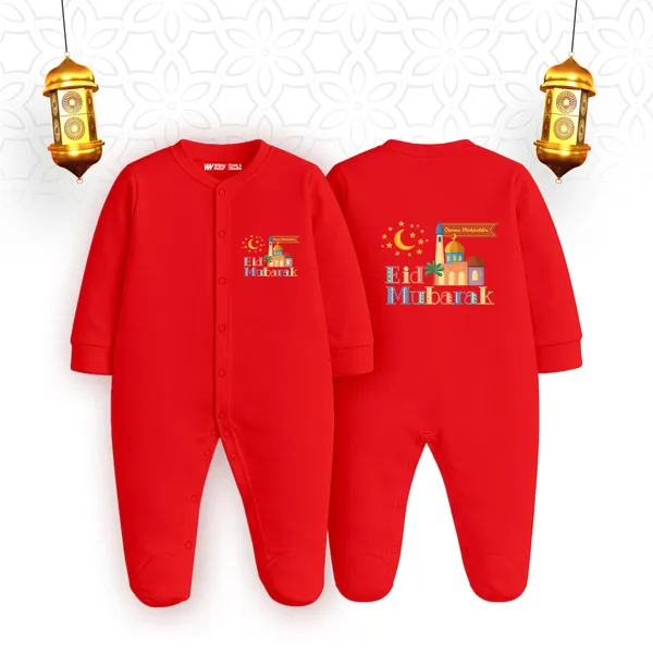 Red_Cotton_Eid_Mubarak_Printed_Romper_For_Baby
