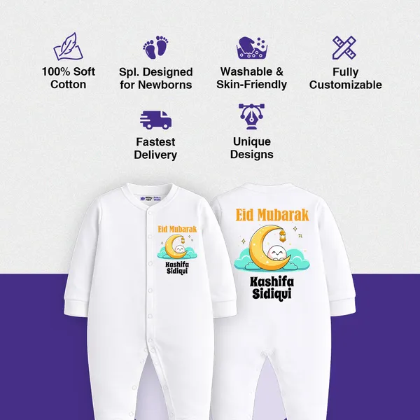 White_Personalized_Eid_Mubarak_Baby_Romper_With_Custom_Name