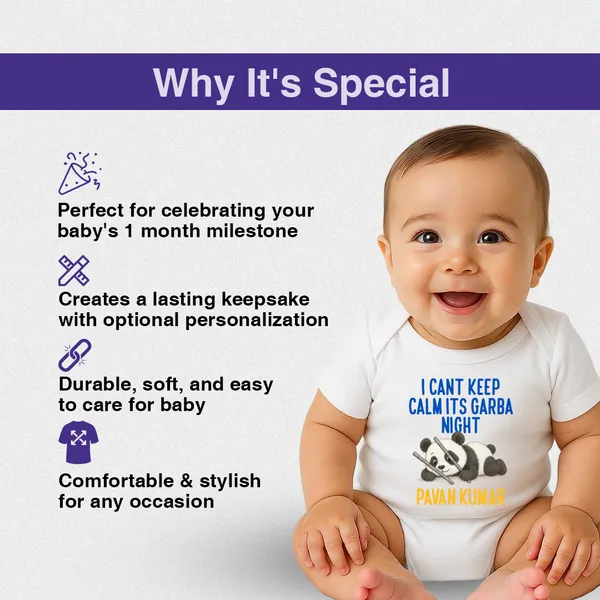 White_Cotton_I_Can'T_Keep_Calm_Garba_Night_Printed_Baby_Onesie