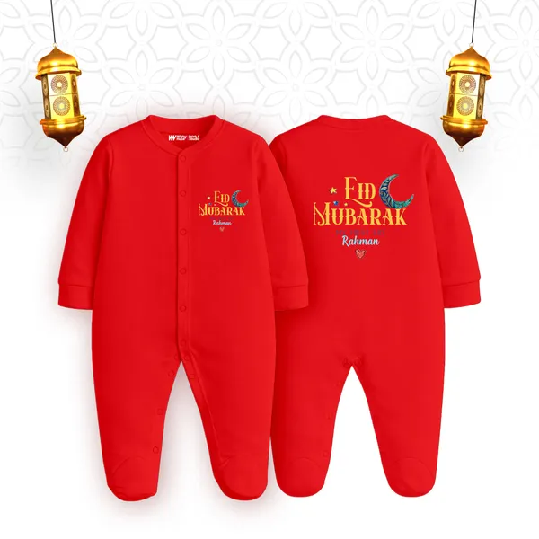 Red_Cotton_Eid_Mubarak_Customized_Romper_For_Baby