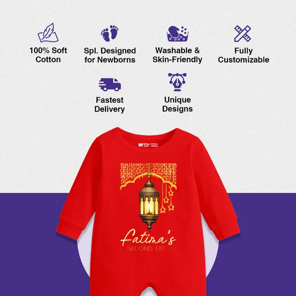 Red_Customized_Second_Eid_Romper_For_Babies