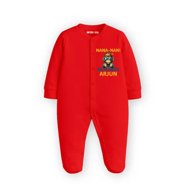 Red_Cotton_Nana-Nani_Arjun_Personalized_Romper_For_Newborns