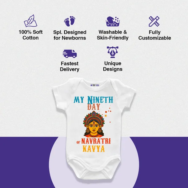 White_Cotton_My_Ninth_Day_Of_Navratri_Kavya_Baby_Onesie
