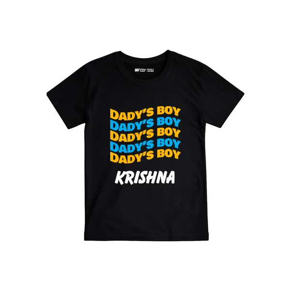 Black_Cotton_Daddy'S_Boy_Customized_T-Shirt_For_Kids