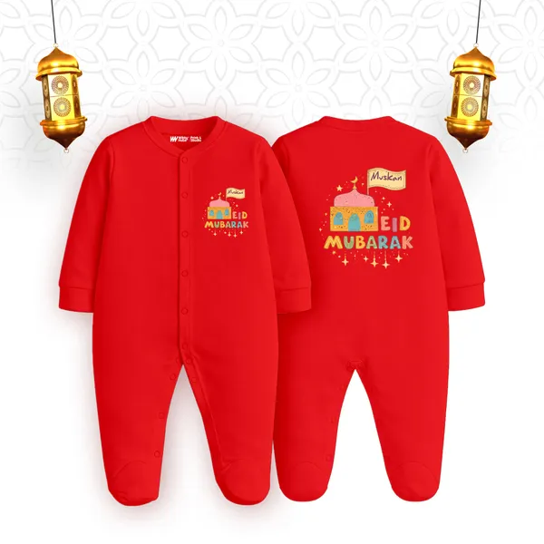 Red_Cotton_Eid_Mubarak_Printed_Romper_For_Baby