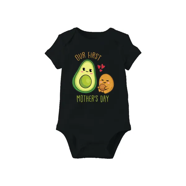 Black_Cotton_Our_First_Mother'S_Day_Avocado_Print_Baby_Romper