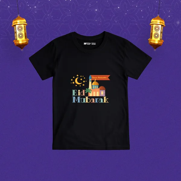 Black_Eid_Mubarak_Printed_Cotton_T-Shirt_For_Kids