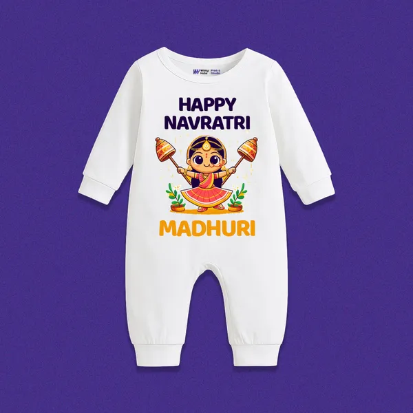 Happy_Navratri_Personalized_White_Cotton_Romper_For_Baby