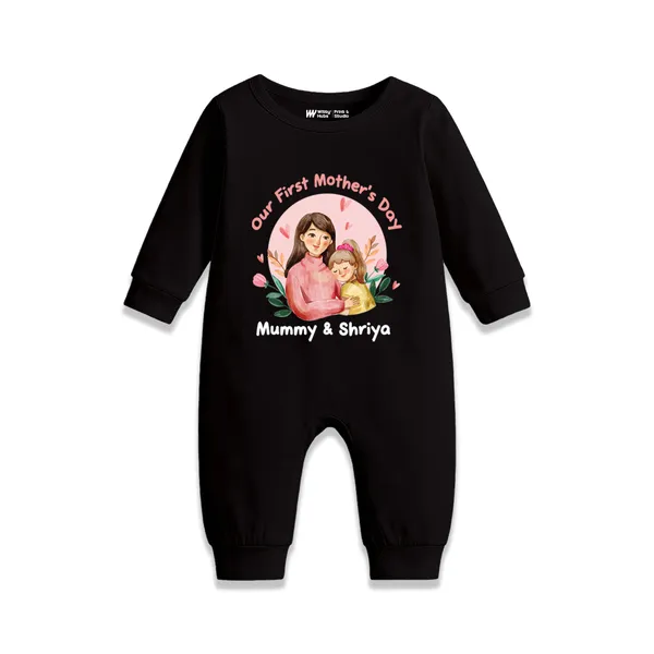 Black_Cotton_Customizable_First_Mother'S_Day_Romper_For_Baby