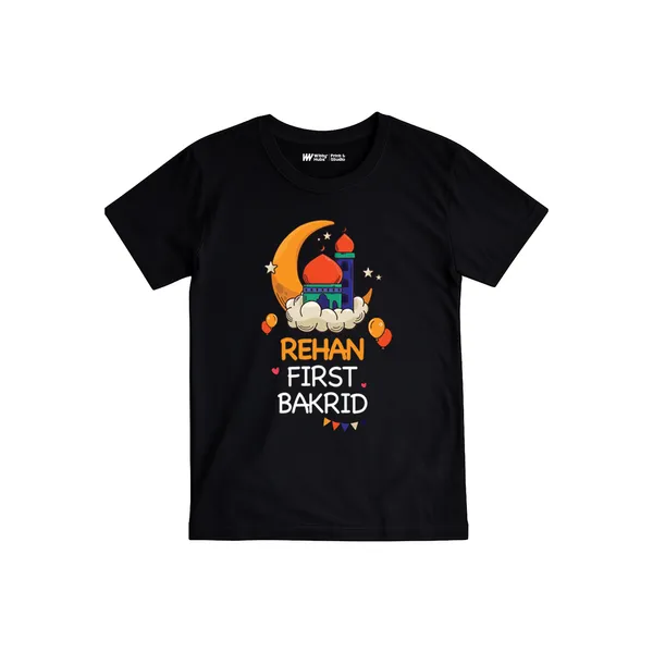 Black_Cotton_Customized_First_Bakrid_Print_T-Shirt_For_Kids
