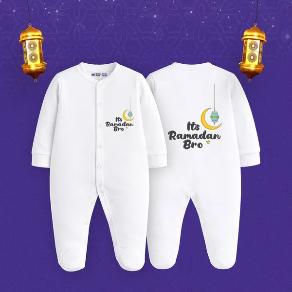 White_Cotton_Ramadan_Bro_Print_Baby_Romper_For_Boys