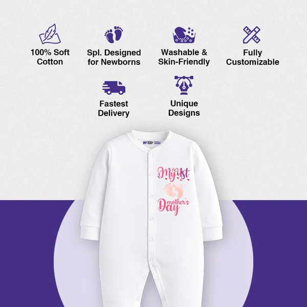 White_Embroidered_My_1St_Mother'S_Day_Full_Sleeve_Romper_For_Baby