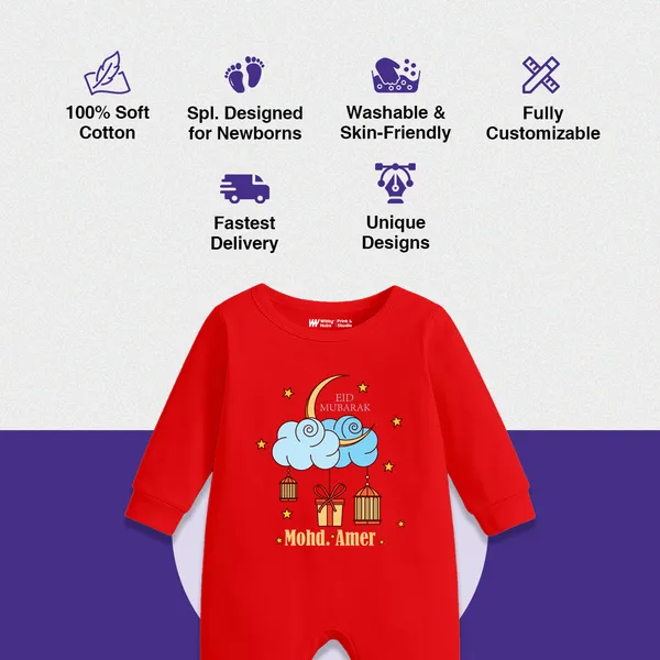 Red_Cotton_Eid_Mubarak_Personalized_Romper_For_Baby