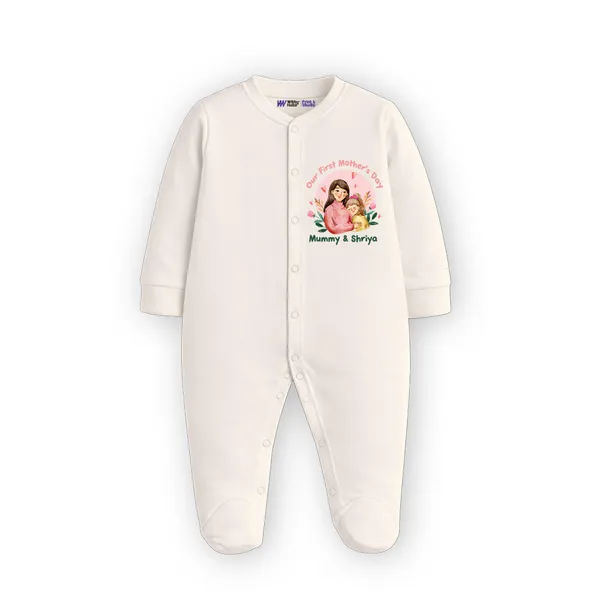 Cream_Cotton_First_Mother'S_Day_Personalized_Romper_For_Baby