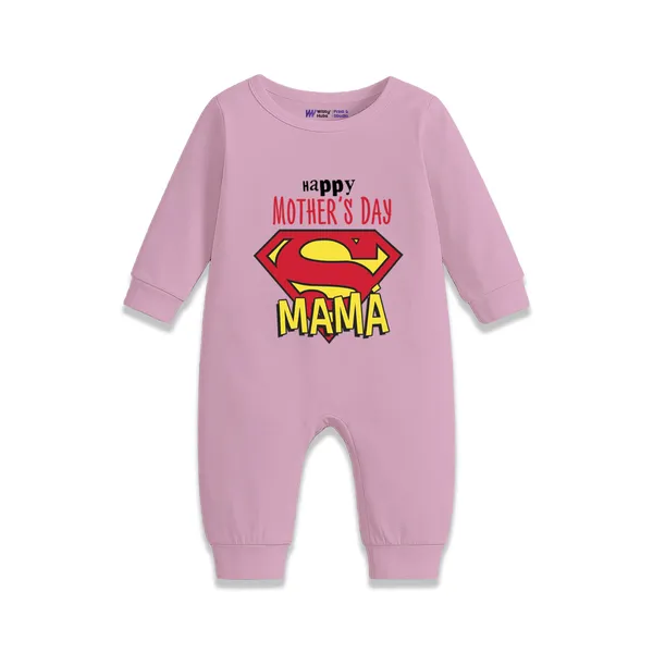 Pink_Cotton_Super_Mama_Mother'S_Day_Full_Sleeve_Romper_For_Baby