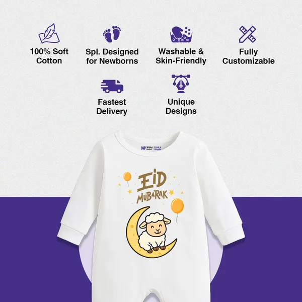 White_Cotton_Eid_Mubarak_Long_Sleeve_Romper_For_Baby
