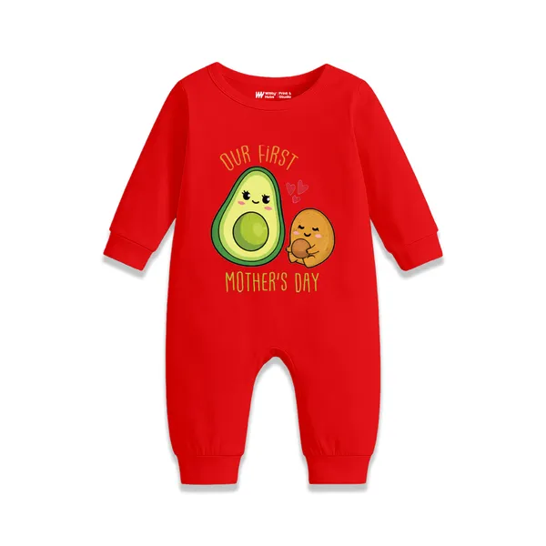 Red_Cotton_Our_First_Mother'S_Day_Romper_For_Baby