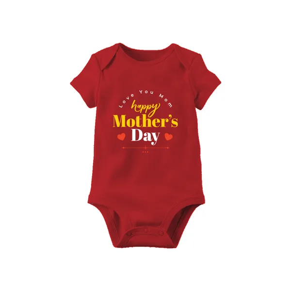 Red_Cotton_Happy_Mother'S_Day_Bodysuit_For_Baby