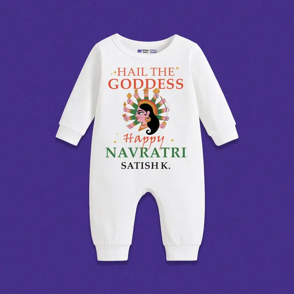 White_Cotton_Navratri_Customizable_Romper_For_Newborns