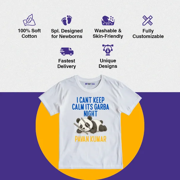 White_Cotton_Garba_Night_Printed_T-Shirt_For_Kids
