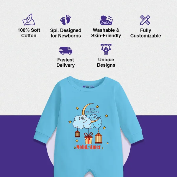 Sky_Blue_Eid_Mubarak_Print_Long_Sleeve_Romper_For_Baby