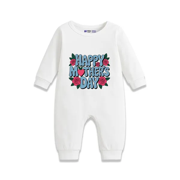 White_Cotton_Happy_Mother'S_Day_Romper_For_Baby