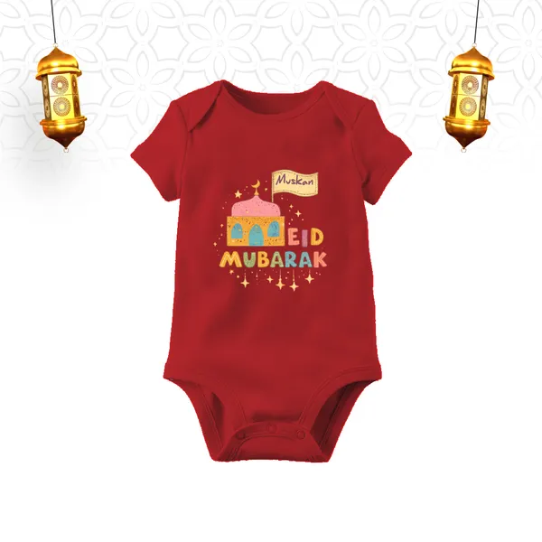 Red_Cotton_Eid_Mubarak_Printed_Onesie_For_Baby
