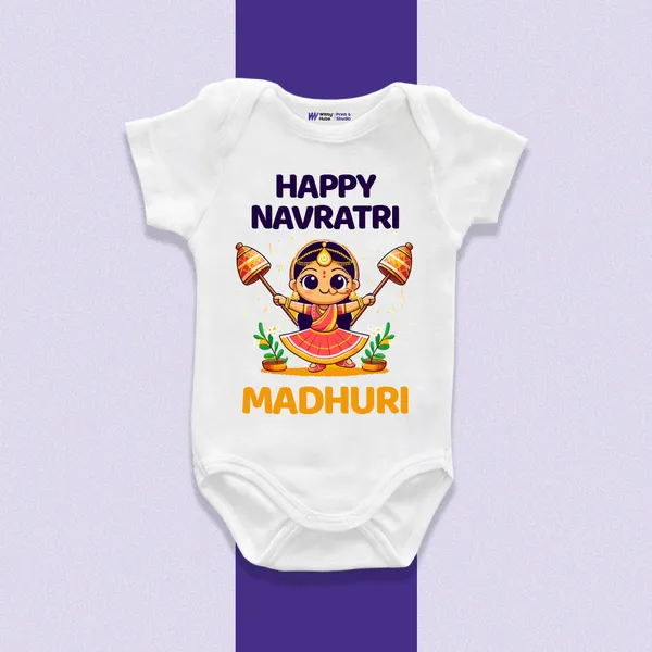 Happy_Navratri_Madhuri_White_Cotton_Baby_Onesie