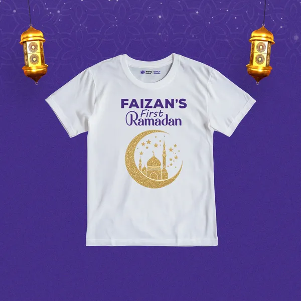 White_Customized_First_Ramadan_Print_T-Shirt_For_Kids