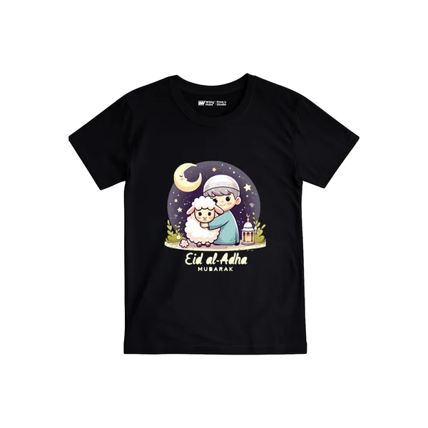 Black_Cotton_Eid_Al_Adha_Mubarak_Printed_T-Shirt_For_Kids