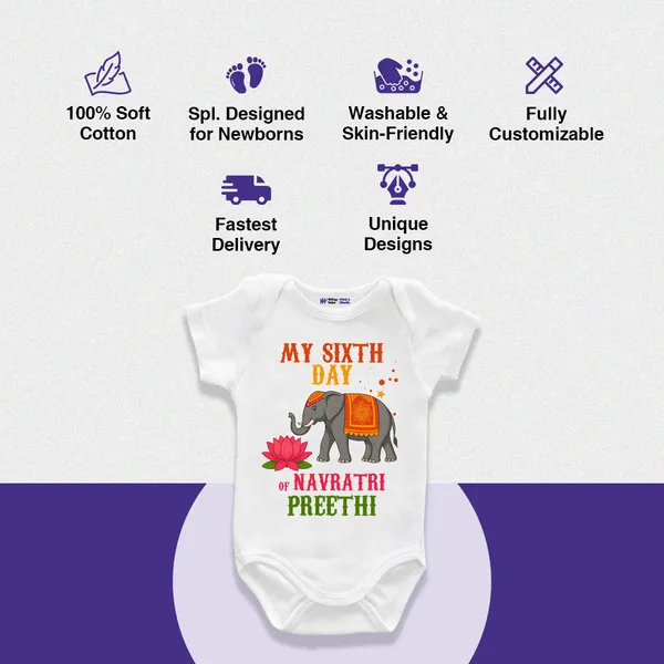 White_Cotton_Sixth_Day_Of_Navratri_Preethi_Baby_Onesie