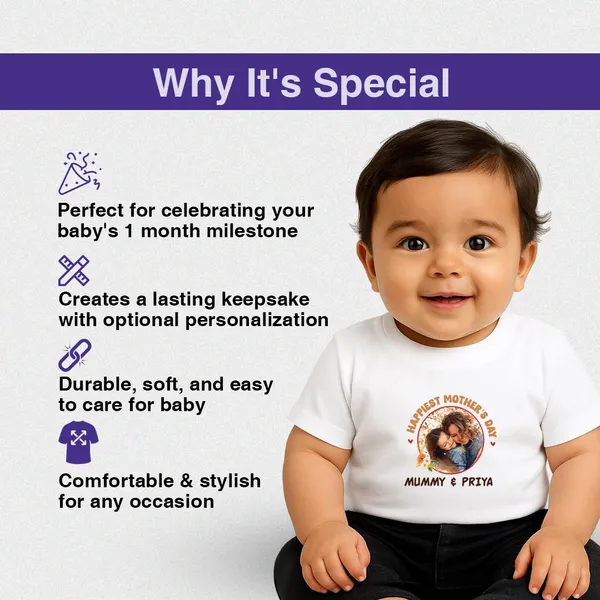 White_Cotton_Happiest_Mother'S_Day_Printed_T-Shirt_For_Kids